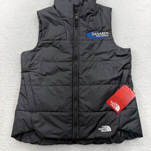 NWT The North Face Womens Medium Black Puffer Vest Dental Laboratory Embroidere
